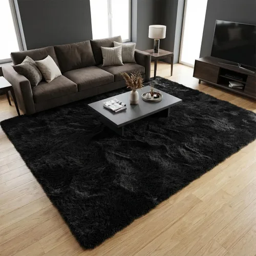 Alfombra suave y esponjosa para dormitorio, alfombra de felpa lanuda de 7 x 10, alfombra antideslizante y mullida para sala de estar, habitación de