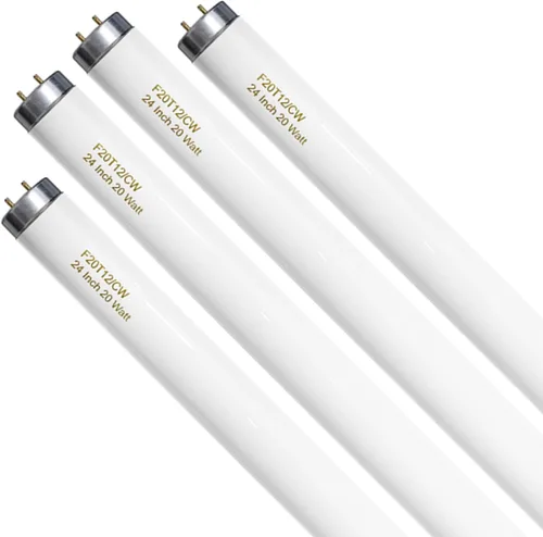 F20T12/CW - Bombilla de 20 W, color blanco frío, tubo fluorescente T12 de 24 pulgadas, 20 W, compatible con Philips Sylvania GE G13 Cap 4 unidades