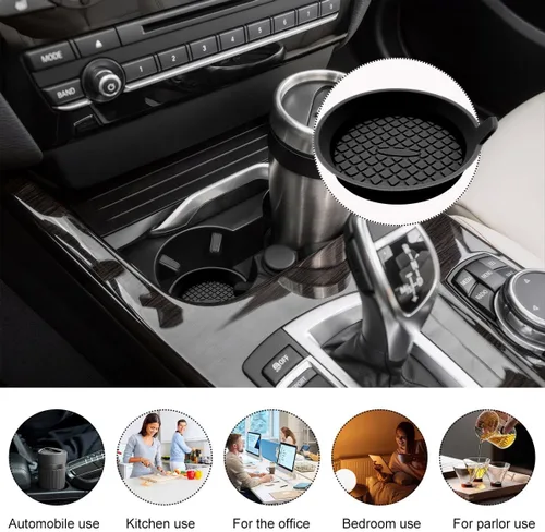 Miniatura 6 de Ohleats 2 unidades de posavasos para tazas de coche, 2.75 pulgadas de silicona antideslizante, portavasos para automóvil, universal, con ranura
