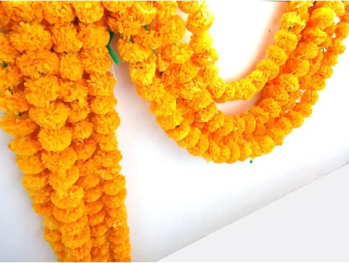 Miniatura 6 de 5 guirnaldas de flores artificiales de caléndula de 5 pies de largo, celebraciones, bodas indias, eventos temáticos, decoraciones, decoraciones