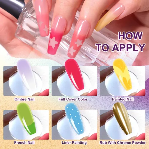 Miniatura 3 de Gel de Pintura con Degradado, 12 Colores Brillantes de Esmalte de Uñas en Gel Ombré para Uñas con Pigmento Pat Aura, Manicura Francesa DIY, Arte