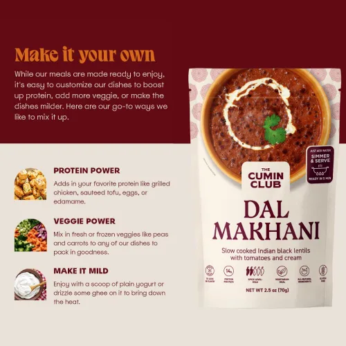 Miniatura 5 de The Cumin Club Dal Makhani (lentejas negras), comida india lista para comer, paquete de curry instantáneo, cocción rápida y fácil para comidas