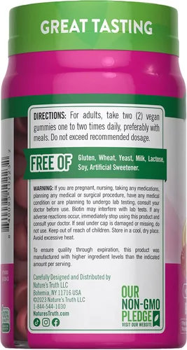Miniatura 7 de Gomitas para el cabello, piel y uñas, 80 unidades, 2500 mcg de biotina, vegano, sin OMG, suplemento sin gluten, vitamina para mujeres y hombres, por