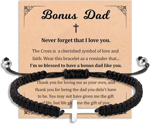 Korotho Pulsera de cruz para hombre, regalo para papá, papá, tío, hijo, sobrino, nieto, día del padre, cumpleaños, Navidad, primera comunión,