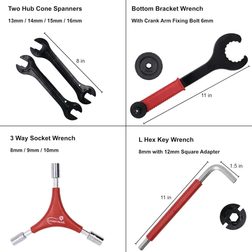 Miniatura 5 de Lumintrail Kit de herramientas de reparación de bicicletas de 38 piezas, kit completo profesional de mantenimiento de bicicletas de montaña, Kit