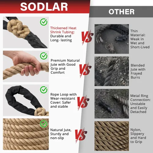 Miniatura 2 de Climbing Rope Gym Workout - 10FT 15FT 20FT 25FT 30FT 35FT Heavy Duty Jute Thick Ropes for Adults Strength Training Outdoor Tree Swing Indoor Home
