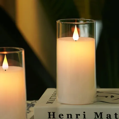Miniatura 6 de 5plots Velas LED de Pilar con Efecto Radiante sin Llama Parpadeantes de Color Blanco Puro de 3" x 6" con Carcasa Transparente, de Vidrio Irrompible
