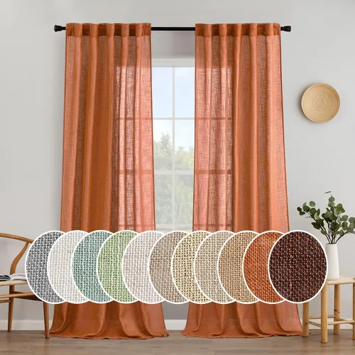 Miniatura 75 de MIULEE Cortinas de lino blanco de 108 pulgadas de largo para dormitorio, sala de estar, cortinas de ventana con textura de lino suave y grueso, Lino