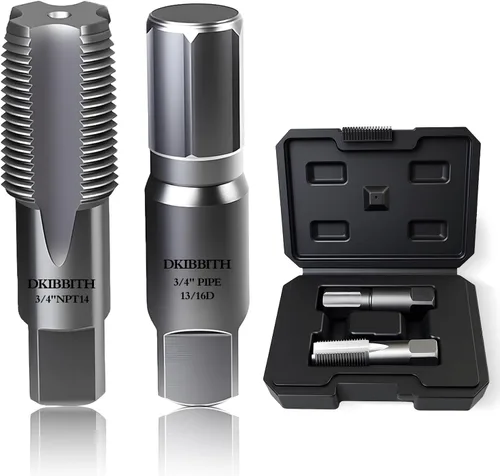 DKIBBITH Juego de extractor de tubos de 2 piezas y machuelo NPT de 3/4" - Herramientas de acero al carbono resistentes para quitar tubos roscados