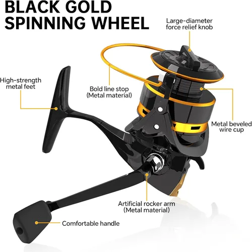 Miniatura 5 de Kit combinado de carrete de caña de pescar telescópico todo en uno, línea de 328.1 ft, señuelos y estuche para agua salada/agua dulce