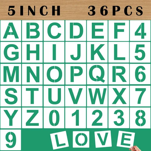 Miniatura 9 de 36 plantillas de letras de plástico reutilizables de 2.5 pulgadas, plantillas pequeñas del alfabeto y números para pintar sobre madera, pared, tela
