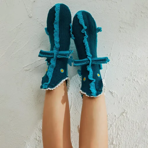 Miniatura 2 de Calcetines divertidos de animales para niños y adultos, calcetines de punto de tiburón de dibujos animados, calcetines de piso de animales
