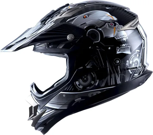 Miniatura 17 de 1Storm Casco de motocross para adultos, todoterreno, MX, BMX, ATV, motocross, mecánico, HGXP14B, fibra de carbono, negro, HGXP14B