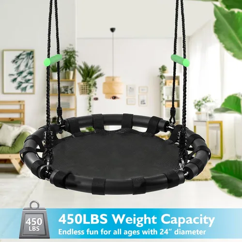 Miniatura 2 de Columpio para árbol con alfombrilla de polipropileno, duradero, seguro y fácil de instalar, columpio negro para exteriores, platillo volador