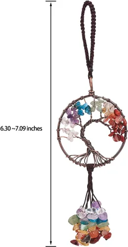 Miniatura 7 de Accesorio decorativo para automóvil, adorno de árbol de la vida de 7 chakras, piedra preciosa natural, dije de árbol de la vida, piedra de cristal