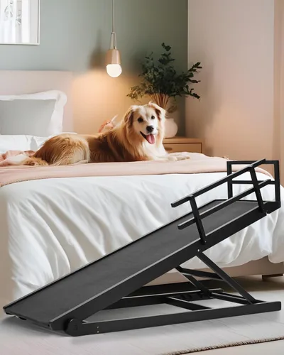 Rampa para perros para cama, rampa ajustable para mascotas para que los perros se suban a la cama, rampa plegable para perros y gatos