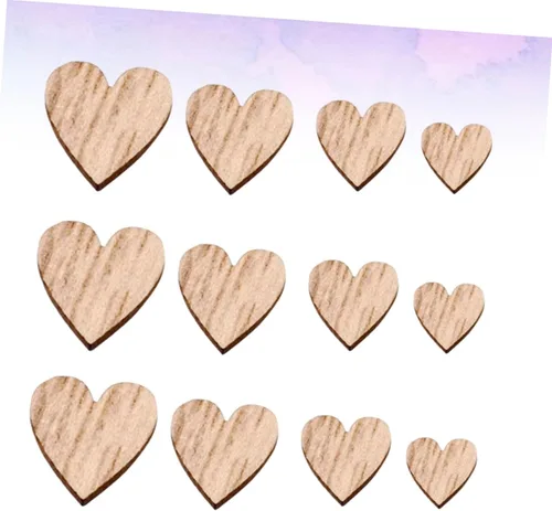 Miniatura 8 de EXCEART 400 piezas de adornos de estrella de madera, adornos colgantes de madera, corazones colgantes de madera, adornos de corazón de madera, Como