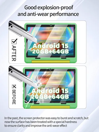 Miniatura 3 de Protector de pantalla para tablet Gleeso Android 15 de 10.1 pulgadas, antiarañazos, dureza 9H, sensible al tacto, bordes redondeados 2.5D, sin