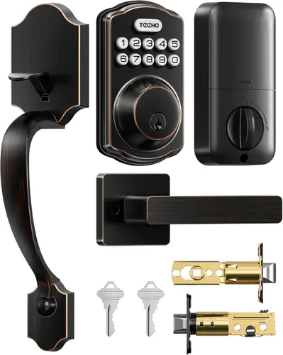 Miniatura 8 de TEEHO TK001H - Cerradura de puerta de entrada sin llave con asa, cerradura electrónica con teclado con código, cerraduras inteligentes para puerta