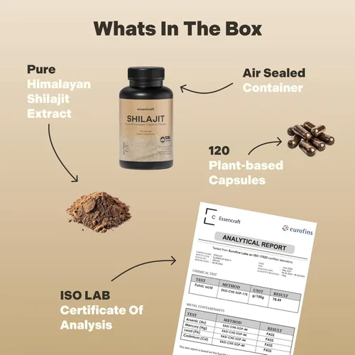 Miniatura 5 de Extracto de Resina de Shilajit del Himalaya Orgánico - Potencia Máxima de 1000mg, Shilajit Puro Testado en Laboratorio para Hombres y Mujeres, Ácido