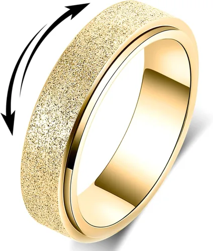 Miniatura 26 de Anillo de alivio de la ansiedad, anillo giratorio para aliviar el estrés, de acero inoxidable, anillo giratorio para mujeres, hombres, unisex