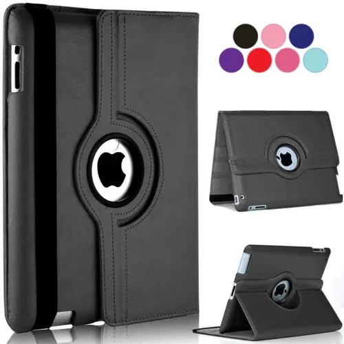 Vultic Funda giratoria para iPad mini 1/2/3, soporte de 360 grados [apagado automático/activación] Folio PU cuero Smart Cover (negro)