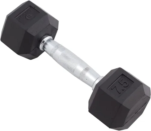 Miniatura 23 de Body Sport Mancuerna hexagonal con revestimiento de goma, individual – Mancuernas para ejercicios – Equipo de entrenamiento de fuerza – Accesorios