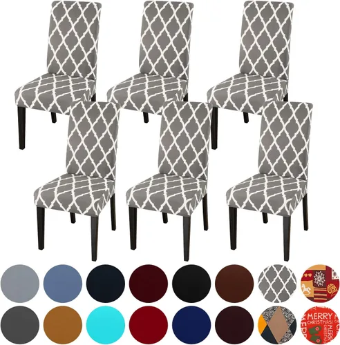 Miniatura 142 de JQinHome Juego de 8 fundas para sillas de comedor, fundas de alta elasticidad extraíbles y lavables, fundas protectoras de asiento para silla