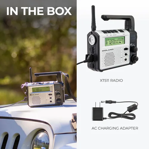 Miniatura 6 de Midland® - XT511 - Radio de emergencia - Radio de campamento base bidireccional de 22 canales con 5 opciones de alimentación, 121 códigos