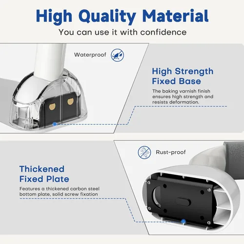Miniatura 6 de DOZAWA Rieles de seguridad para inodoro para personas mayores, rieles de inodoro resistentes con asas plegables, brazos de asistencia para inodoro