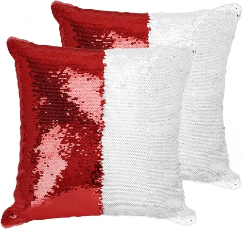Miniatura 17 de Paquete de 2 fundas de almohada de lentejuelas sublimadas de 16 x 16 pulgadas, fundas de almohada reversibles con purpurina para regalos
