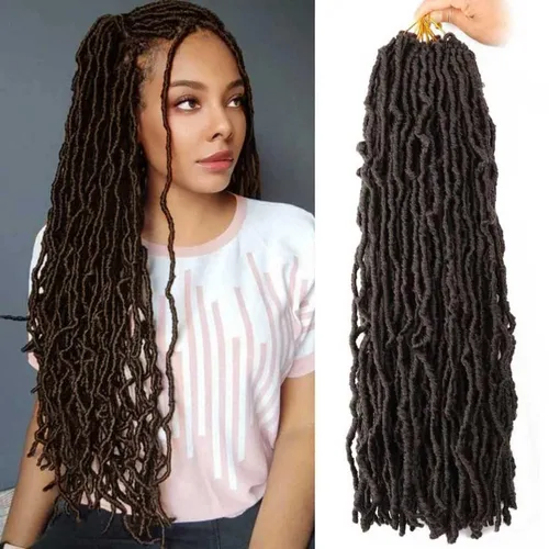 Miniatura 7 de 6 Paquetes Soft Locs Cabello de Ganchillo Pre Looped Faux Locs Trenzas de Ganchillo Goddess Locs Dreadlocs Cabello Sintético Para Mujeres Negras 1b