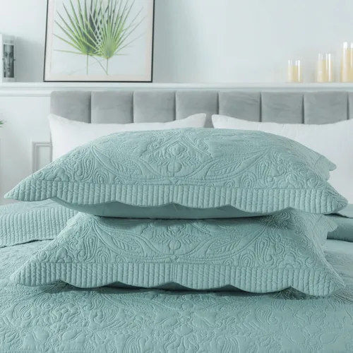 Miniatura 295 de HoneiLife - Juego de colcha de tamaño Queen, juego de ropa de cama de pana bordada de 3 piezas, colcha de lujo, ligera, cálida, para todas las Pana