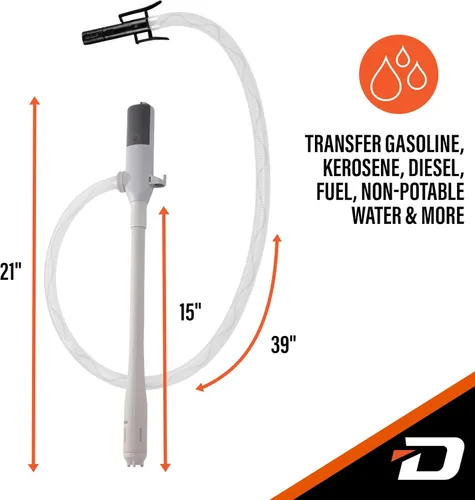 Miniatura 5 de Deway Bomba automática de transferencia de combustible con parada automática, funciona con batería AA, manguera extra larga de 39 pulgadas, bomba