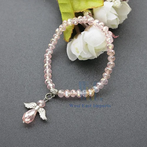 Miniatura 5 de WE Pulsera con dije de ángel de cristal rosa 12 piezas - Bautizo favor/Bautizo/Recuerdos de Bautizo/Quinceañera/Baby Shower, Cristal, cristal