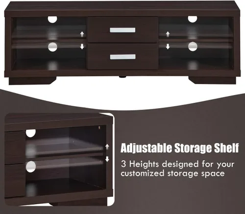 Miniatura 7 de Tangkula Soporte de TV moderno, soporte universal de madera para televisores de hasta 65 pulgadas, gabinete de almacenamiento para sala de estar, 2