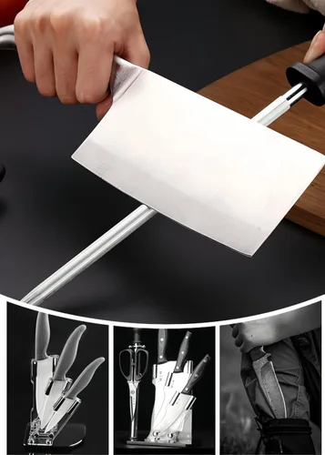 Miniatura 2 de Varilla de acero profesional para afilar cuchillos de 13 pulgadas, varilla magnética de alto carbono para cuchillos de chef de cocina, agarre
