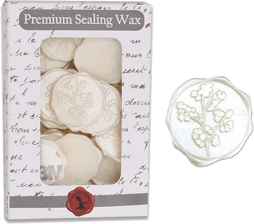 Miniatura 2 de Maidenhair Adhesivos de cera Adheve, 25 unidades, prefabricadas con cera de sellado real, color blanco Perla blanca