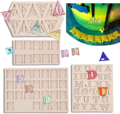 Moldes de letras para chocolate, paquete de 4 moldes de silicona con letras del alfabeto para baby shower, decoración de pasteles, cumpleaños, Molde