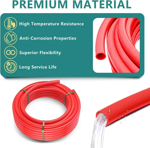 Miniatura 3 de Tubo Niikappu Red PEX-B de 1/2 pulgada, tubo Pex B de 100 pies con un cortador de tubos, 10 accesorios de engarce de latón y 30 anillos de cobre