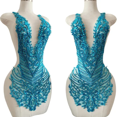 Miniatura 18 de Apliques de diamantes de imitación hechos a mano para coser en cuentas, parches de recorte, accesorios para vestido de novia, parche de encaje