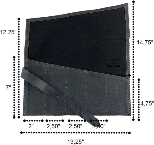 Miniatura 6 de Hide & Drink, Bolsa enrollable grande para herramientas (6 ranuras), bolsa de transporte portátil, organizador de herramientas de carpintería, Negro