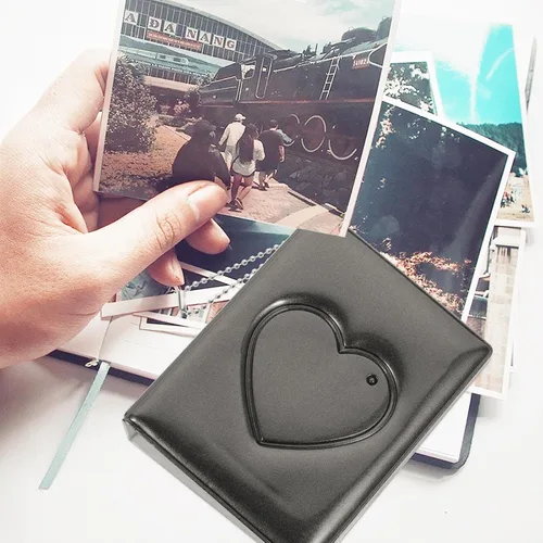 Miniatura 4 de PRETYZOOM Mini álbum de fotos de 3 pulgadas, pequeño álbum de fotos, carpeta Kpop para tarjetas fotográficas con colgante de corazón, mini álbum
