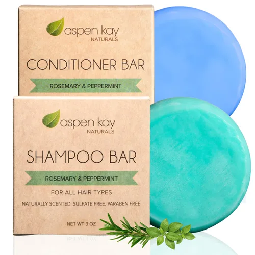 Set de champú y acondicionador de menta y romero, orgánico, vegano, voluminizador, hidratante de aceite de argán acondicionador y champú para