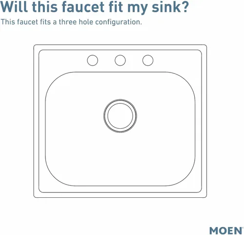 Miniatura 3 de Moen Chateau Grifo de Cocina Cromado de Una Manija de Arco Bajo con Rociador Lateral en Placa de Cubierta para Configuración de 3 Agujeros, 7434