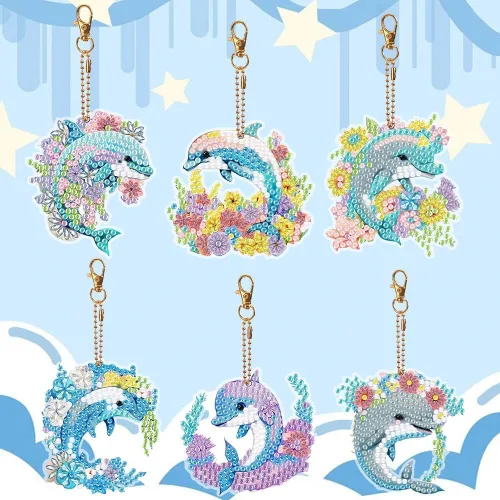 Miniatura 7 de YUE ZHE 9 llaveros de pintura de diamantes de animales, kits de arte de diamantes de animales para adultos, pintura 5D de doble cara para adultos