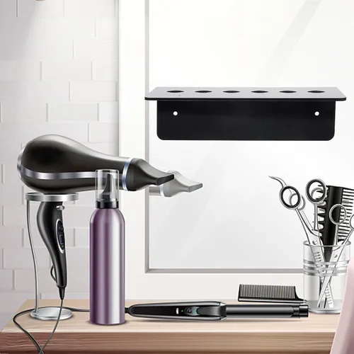 Miniatura 2 de 3 piezas de soporte de peluquería estante de herramientas para almacenamiento montado en la pared maquillaje Caboodle Scissor Rack organizador