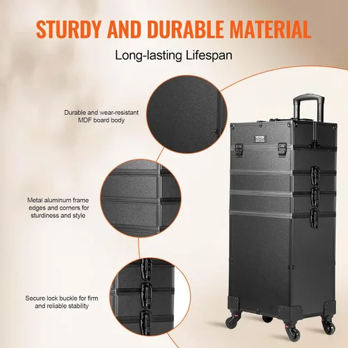 Miniatura 5 de VEVOR Makeup Train Case Professional Makeup Storage Organizer Box Make Up Carrier for Women and Girls