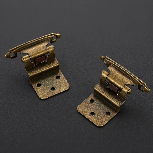 Miniatura 2 de Ravinte 10 paquetes de 5 pares de bisagras de gabinete de latón antiguo de 3/8" insertadas, bisagras de cierre automático para gabinetes y puertas
