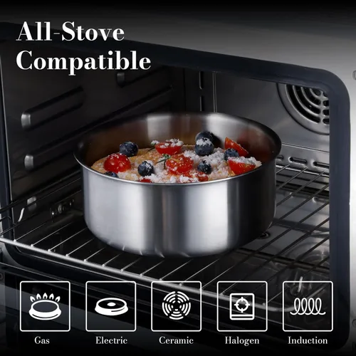 Miniatura 4 de Juego de 14 utensilios de cocina de acero inoxidable, juego de ollas y sartenes desmontables con mango extraíble, no tóxico, ahorro de espacio